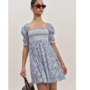 Reformation Dione Dress Maddie Blue Floral Print Size 4